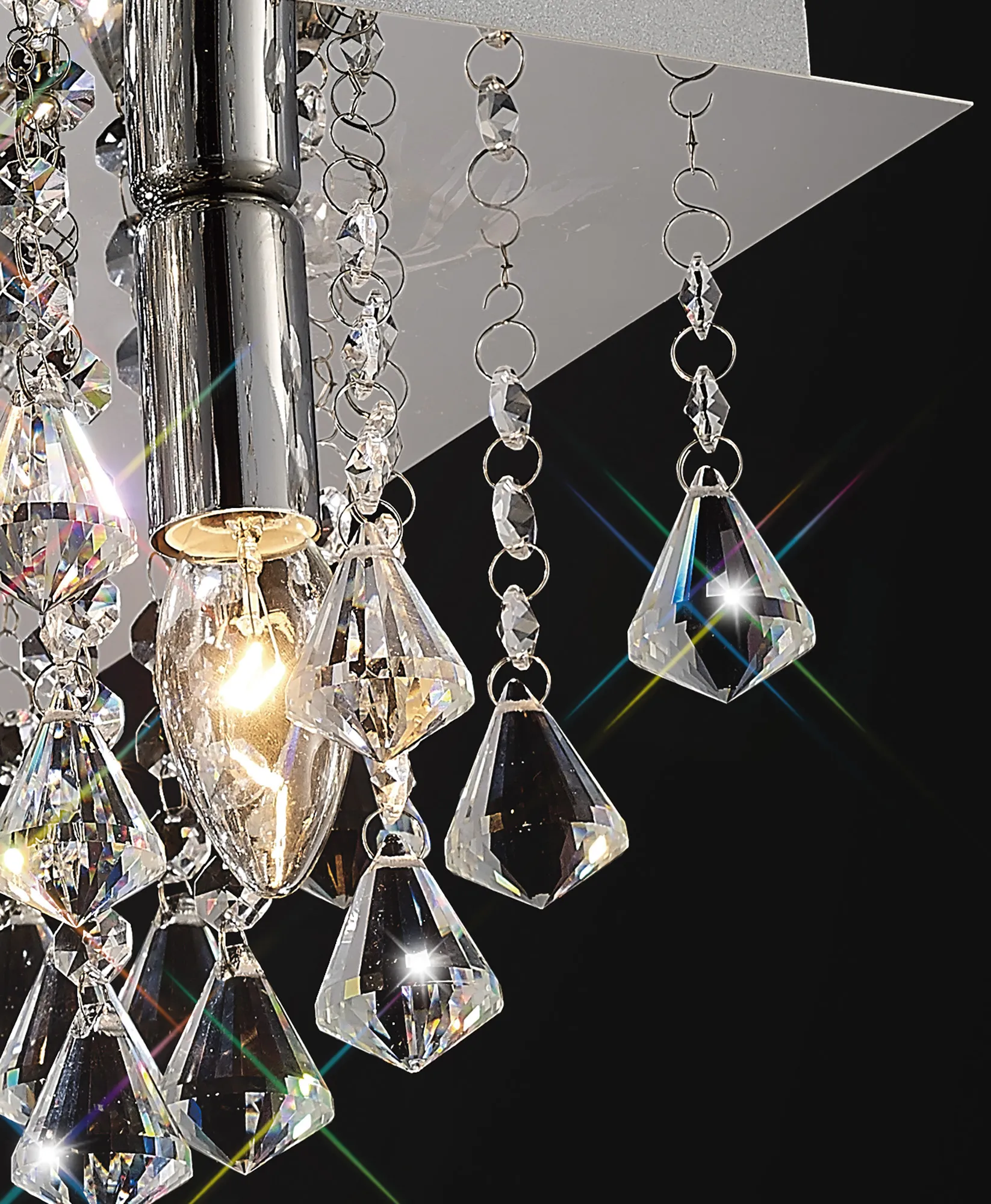 Acton Crystal Square Flush Ceiling 5 Light Polished Chrome D0146  Deco Acton